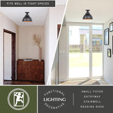 VAXCEL Delano Bronze Gold Farmhouse Barn Dome Outdoor Flush Mount Ceiling Light | Lumora