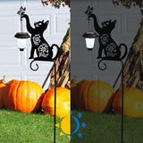 Cat Solar Lights Outdoor Garden Decoration, Cat Garden Statues, Outdoor Metal Decorative Stakes with Solar Lantern | Lumora