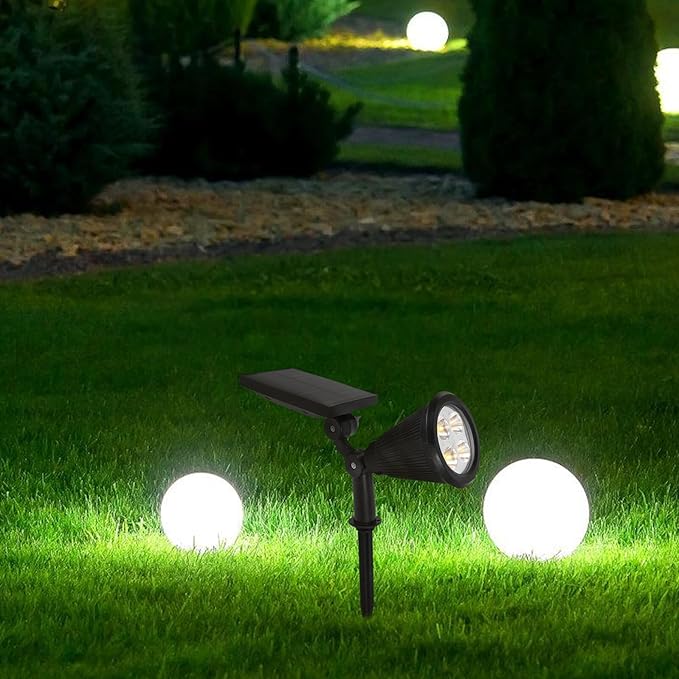 Beaupretty Solar Waterproof Outdoor Solar Spotlights Landscape Lighting with 4 Warm LED Bulbs 3 Modes Adjustable Pathway Lights for Garden Lawn Patio