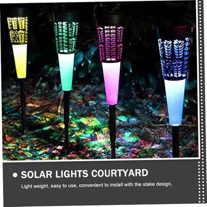 6pcs Solar Garden Pathway Lights Outdoor Stake Lamps Warm White Colorful LED Yard Lights for Courtyard Lawn Decor Waterproof Landscape Lighting