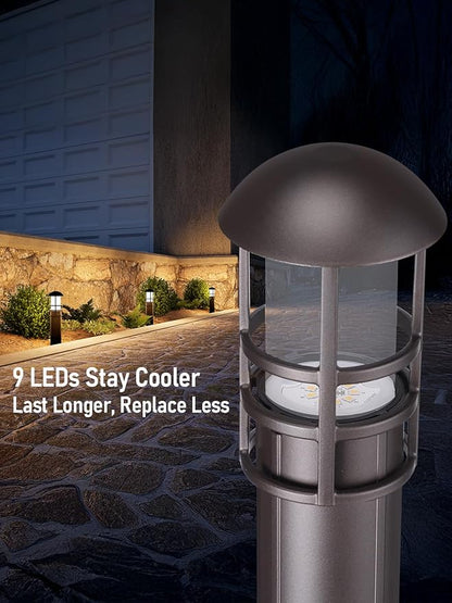 LEONLITE Low Voltage Landscape Pathway Lights, 3W 12V AC/DC Landscape Lighting, IP65 CRI90+ Pathway Lighting Wired for Yard Lawn, Oil Rubbed Bronze Aluminum, ETL Listed, 3000K Warm White, Pack of 6