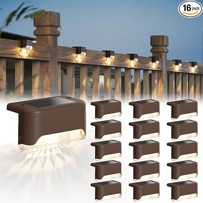 JACKYLED Solar Fence Lights 16 Pack Outdoor Solar Deck Light IP65 Waterproof Solar Step Lights Outdoor Lighting for | Lumora