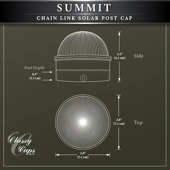 Classy Caps CH2233S Summit Chain Link Solar Post Cap, Silver – High Output LED, Fits 1-7/8", 2", 2-2/8",2.5 | Lumora