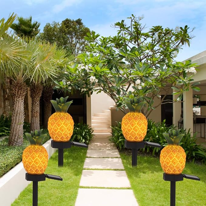 12 Inch Solar Lights for Garden,Cute Cactus Solar Landscape Light,Lifelike Pineapple LED Solar - Outdoor Path Light | Lumora
