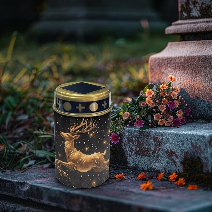 Golden Deer Pattern Garden Stake Light, Solar Light for Cemetery Grave,Solar Pathway Lights Outdoor Waterproof,Lawn | Lumora