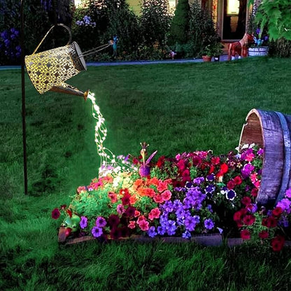 VOOKRY Watering Can with Lights, Large Hanging Solar Lights Outdoor Waterproof, Decorative Retro Metal Solar Garden Decor for Outside Patio Yard Porch Lawn, Gardening Gifts for Women Mom Grandma