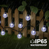 Metaku Solar String Lights for Outside, 20FT 30 LED Crystal Globe String Lights, Solar Powered Outdoor Light with 8 | Lumora