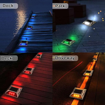 Aolyty Solar Driveway Dock Lights, IP68 Waterproof Solar Deck Light Outdoor Warning Step Lights Reflective Road Marker for Sidewalk Stair Garden Pathway Walkway (4 Pack, Yellow)