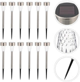 12pcs Stainless Steel Solar Pathway Lights Outdoor Solar Stake Lights for Garden Walkway Bright White LED Easy | Lumora