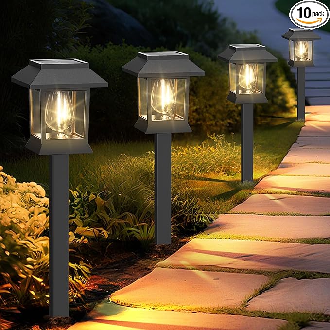 10 Pack Solar Lights for Outside Walkway Pathway Driveway Outdoor Waterproof Led Landscape Lighting for Garden Yard | Lumora