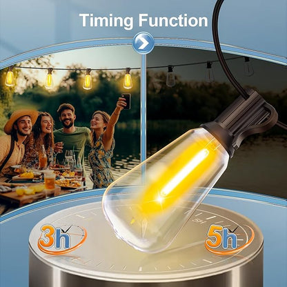 Outdoor String Led Patio Lights: 65Ft 20M Outside Waterproof Light ST38 Shatterproof Bulb Connectable Hanging Outdoor Electric Lighting for Backyard Yard Gazebo Porch Party