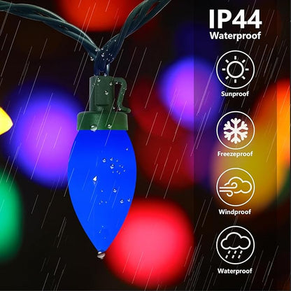 C9 LED Christmas Lights Outdoor, 25Ft Multicolor String Light with 25 LED Colored Light Bulbs, Vintage Christmas Lights for Indoor Outdoor Xmas Tree Roofline Party Wedding Patio Decor