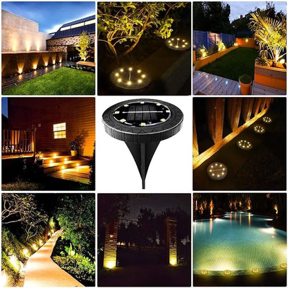 QUQUQ Solar Pathway Lights Solar Powered Ground Lights Waterproof Outdoor LED Disk for Garden Yard Patio Decor(8 Pack)