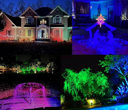 TOVEENEN Color LED Outdoor Landscape Spotlight - 120V 12W Waterproof Spot Lights for Christmas Halloween Yard House, 2 Pack