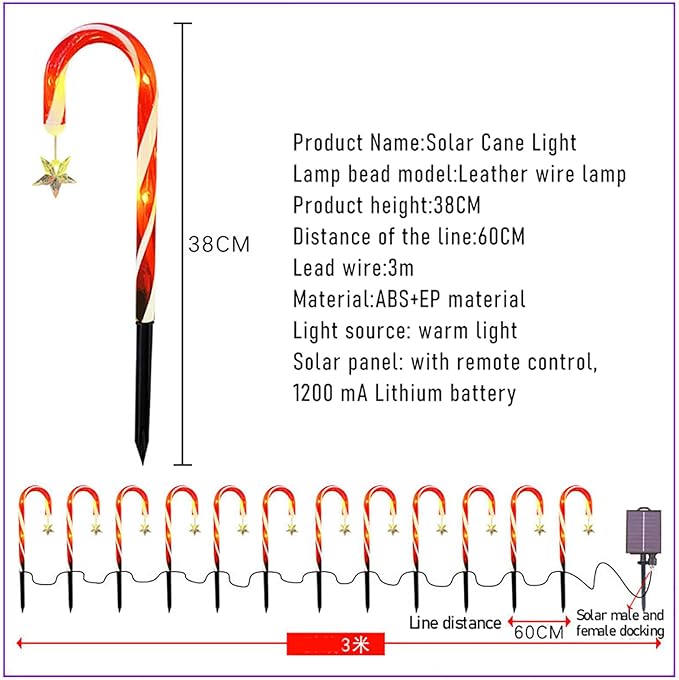 MIOBER Solar Outdoor Snowflake Cane Lights, IP65 Waterproof Solar Pathway Lights, Landscape Lighting Solar Garden Lights for Christmas Outside Yard Pathway Backyard,5 PCS