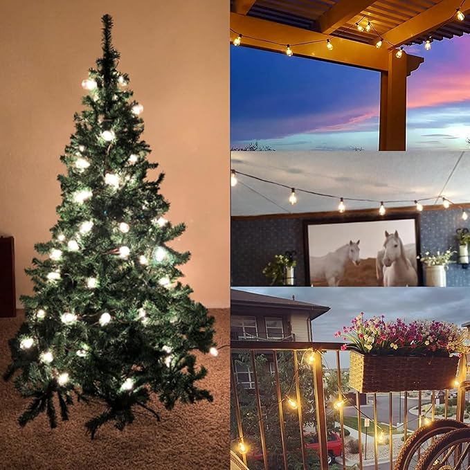 SUNSGNE 10Ft Outdoor Patio String Lights with 11 Edison Bulbs (1 Spare), Edison Bulb String Lights for Garden Backyard Porch Bistro Party Deck Umbrella, Brown