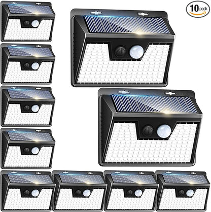 Peasur Solar Lights Outdoor [10 Pack/140LED], Solar Motion Sensor Outdoor Lights, Security Light 3 Working Modes, Waterproof for Outside Garden Yard Fence