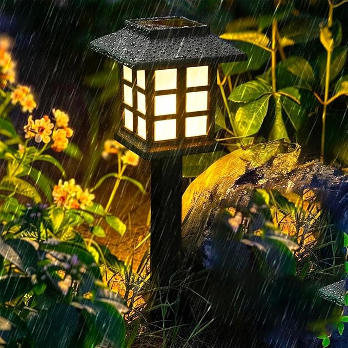 HOUSEOFLED 12 Pack Black Solar LED Path Lights, Outdoor, Garden, Patio, Pathway, Waterproof, Modern Style, 8 Hours | Lumora