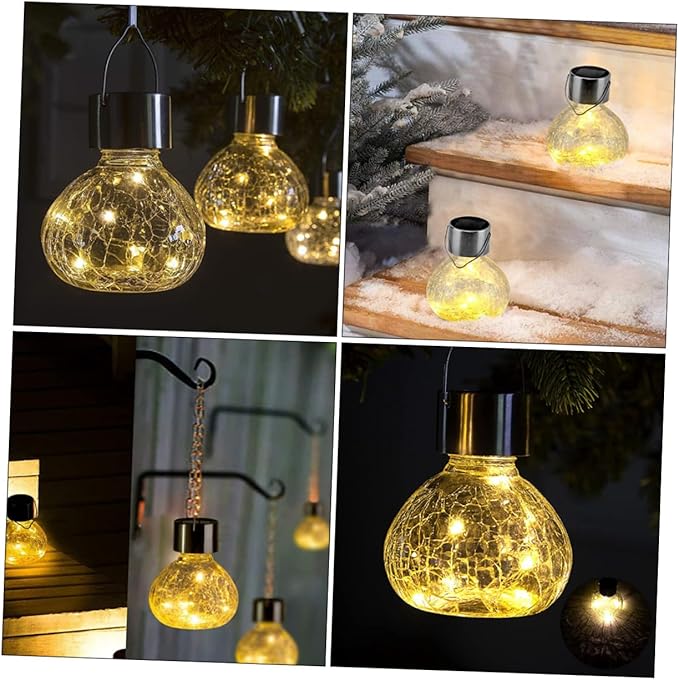 Milisten Solar Cracked Texture Glass Ball Light for Garden Decor Waterproof LED Solar Pathway Light Decorative Design for Outdoor Use