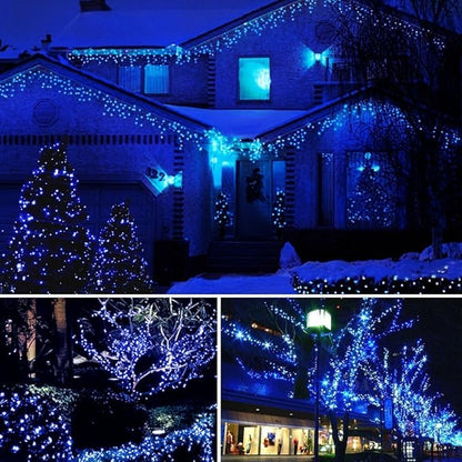 Fairy Lights Outdoor String Lights 33ft 100 LED with Memory Modes Controller, Extendable Christmas Lights Decorations for Wedding, Christmas, Valentine, Party, Patio, Indoor Outdoor (Black Wire -Blue)