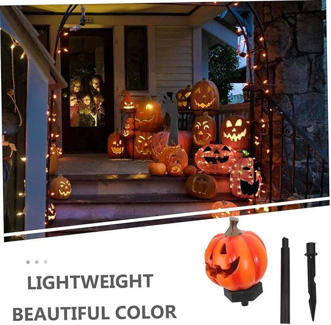 TOYANDONA Solar Powered Pumpkin Pathway Light Outdoor Garden Landscape Stake Lantern for Halloween Decoration Solar Path Lights for Patio Lawn Installation