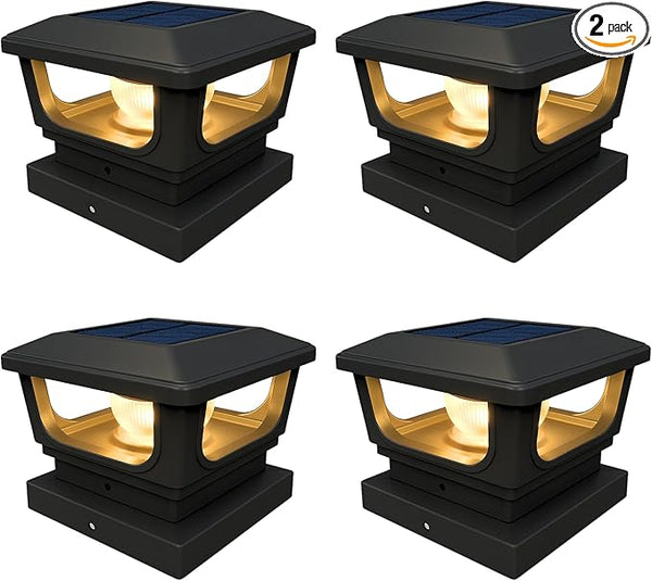 Brighticonic Solar Post Cap Lights Outdoor for 4x4, 3x3 – Auto On/Off Post Lights Solar Powered - Easy Install | Lumora