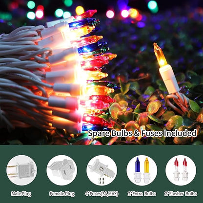 LAMPHOME Christmas String Light,100 Count Incandescent Mini String Light in 19.6ft,Indoor/Outdoor 120V UL Certified Mini Light for Christmas,Wedding,Patio Lawn,Home,Garden,Party (Multicolour)
