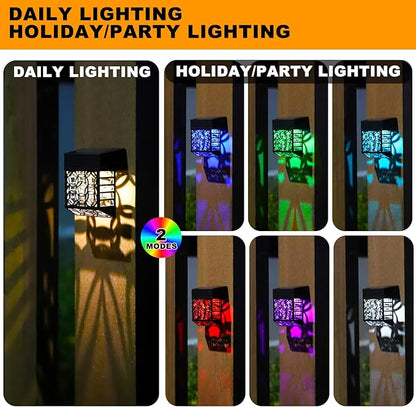 GOODFOEVER Solar Deck Lights, 8 Pack Fence Light with 2 Modes Lighting Warm White/RGB, Solar Outdoor Lights Waterproof for Wall, Fence, Patio, Stair, Landscape, Garden,Yard, Holiday Decor