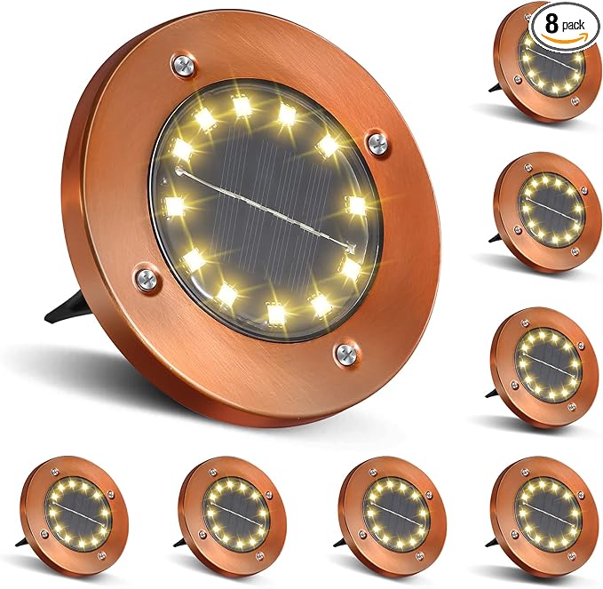 Outdoor In-Ground Lights Solar Disc Lights Outdoor Solar Garden Lights In Ground Solar Landscape Light 8 Pack 12 | Lumora