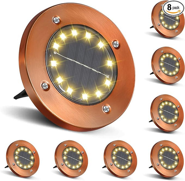 Outdoor In-Ground Lights Solar Disc Lights Outdoor Solar Garden Lights In Ground Solar Landscape Light 8 Pack 12 | Lumora