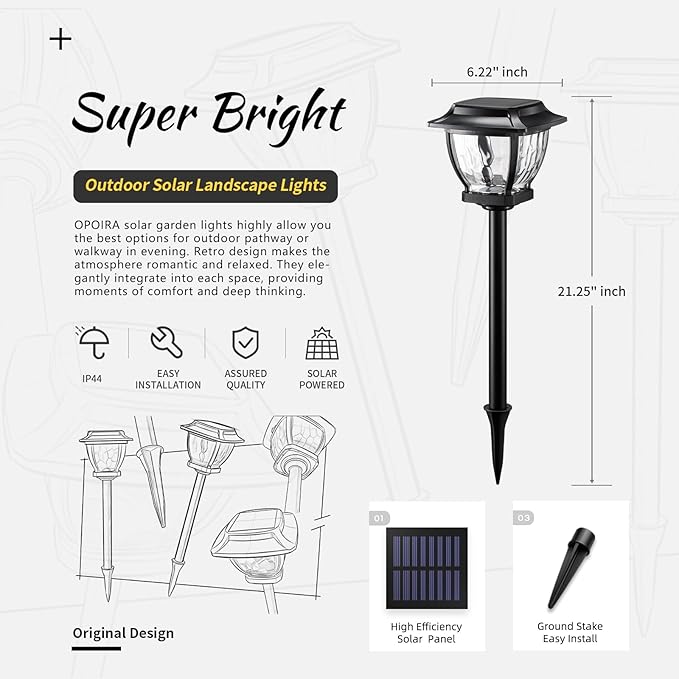 Solar Pathway Lights, Super Bright Solar Lights Outdoor Waterproof, Glass Solar Garden LED Lights, Landscape Lighting Decorative for Path, Yard, Patio, Walkway, Driveway,Slate Black(1 Pack)
