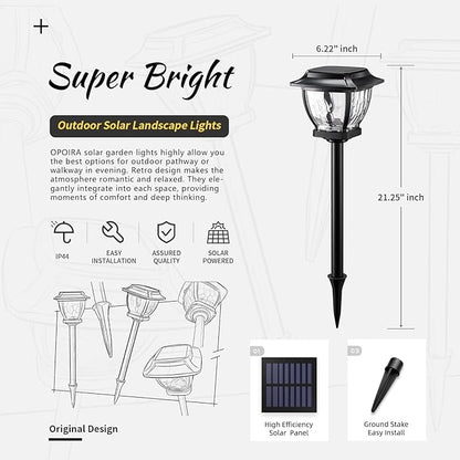 Solar Pathway Lights, Super Bright Solar Lights Outdoor Waterproof, Glass Solar Garden LED Lights, Landscape Lighting Decorative for Path, Yard, Patio, Walkway, Driveway,Slate Black(1 Pack)