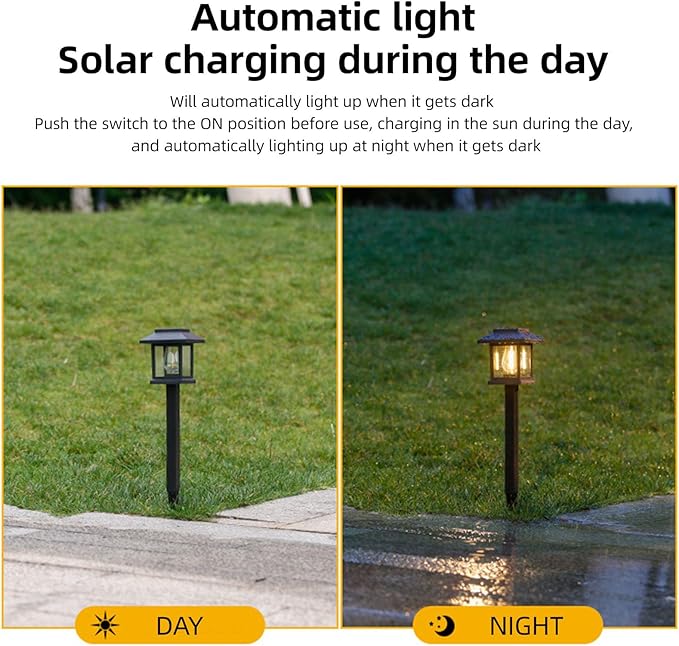 EVGATSAUTO Solar Pathway Lights, IP44 LED, 2 Pieces, for Garden, Yard, Lawn, Driveway