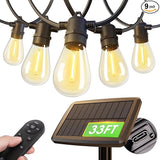 addlon 33FT (27+6) Solar String Lights for Outside Outdoor Waterproof with USB Port & Remote Control Solar Patio | Lumora