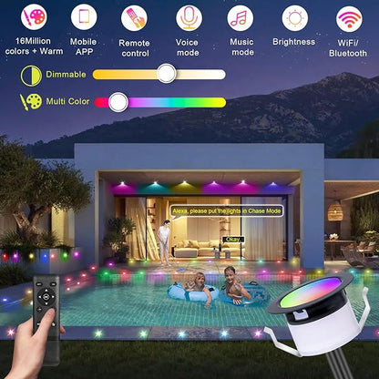FVTLED Single Dynamic RGBW LED Deck Light, Φ1.22 Low Voltage RGBW Multi-Color Stainless Steel Waterproof Outdoor Step Lighting In-ground Landscape Pathway Patio Stair Decor Lamp(Black)
