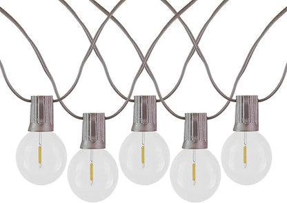 Novelty Lights 25 Feet G40 LED Patio String Light Set with 25 Bulbs, Warm White, Weather Resistant and Shatterproof Replaceable Plastic Globe Bulbs, Brown Wire