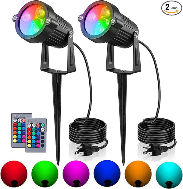 OurLeeme Lawn Flood Light Stake, 2-in-1 Waterproof Outdoor Remote controlle Landscape Lighting Spotlight Wall Light | Lumora