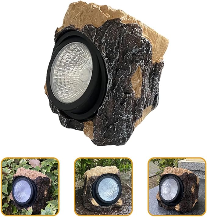 Solar Pathway Lights Outdoor Waterproof Solar Garden Lights Yard Decor Resin Stump Shape for Patio and Lawn