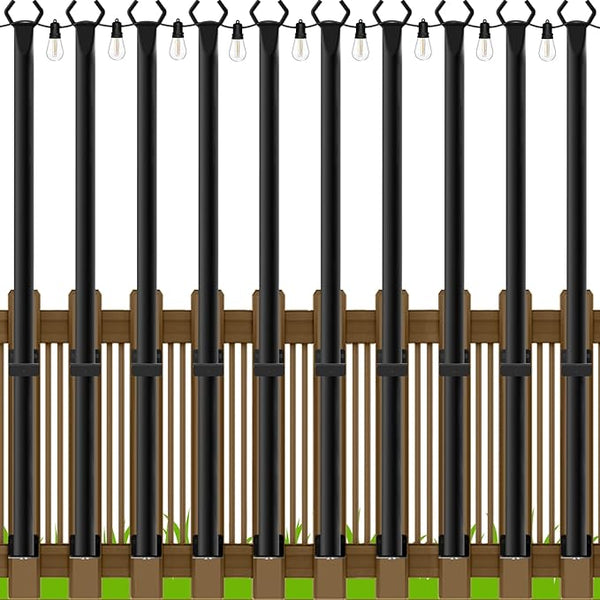 LETIANPAI 10 Pack String Light Poles,5 Ft Metal Poles with Fence Bracket for Outdoor String Lights,Outdoor Light | Lumora