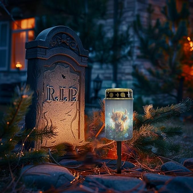 Cute Yak Solar Powered Cemetery Memorial Light - Solar Grave Light with Cemetery Decorations - Outdoor Path Light | Lumora