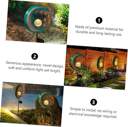 Mikikit 1pc Solar Powered Moon Shaped Ground Inserted Light for Outdoor Gardens Lawn Decor Easy Installation Solar Pathway Lamp for Yards and Walkways