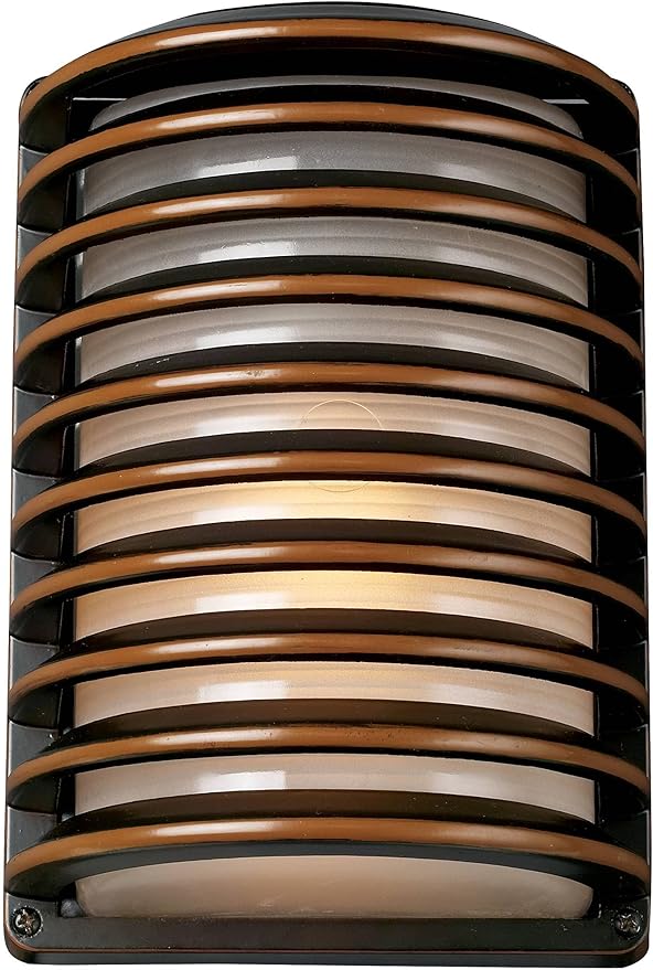 John Timberland Bronze Grid Modern Industrial Outdoor Wall Light Fixture 10" Frosted Glass Shade for Exterior Barn | Lumora
