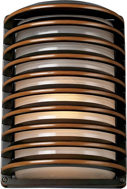 John Timberland Bronze Grid Modern Industrial Outdoor Wall Light Fixture 10" Frosted Glass Shade for Exterior Barn Deck House Porch Yard Patio Outside Garage Front Door Garden Home Roof Lawn