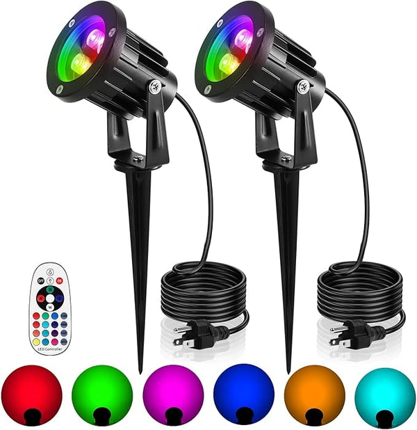OurLeeme Lawn Flood Light Stake, RGB Spot Lights,8W Outdoor LED Flood Light Waterproof Garden Yard Lights with | Lumora