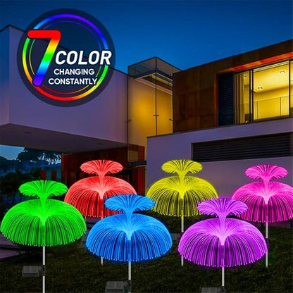 4-Pack Solar Pathway Lights Outdoor Garden Jellyfish Decor Lawn Lights Solar Power Waterproof Yard Walkway Patio Decor Flowers Lamp