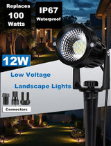 12W Landscape Lights Low Voltage LED Landscape Lighting Spotlight Waterproof Garden Pathway Christmas Decorative | Lumora