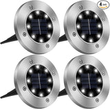 Solar Lights Outdoor, 4Pcs IP65 Waterproof Solar Ground Lights for Outside, LED Flat Landscape Decorative Lighting | Lumora