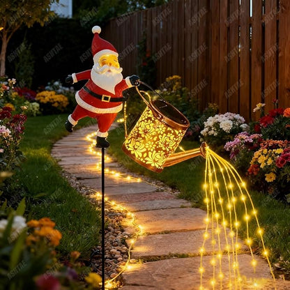 Christmas Santa Solar Kettle Lights Garden Lawn Decorative Lights, Santa Kettle Ground Lamp Solar LED Night Light Outdoor Garden Decor for Pathway Yard Patio(1PC Warm Light)