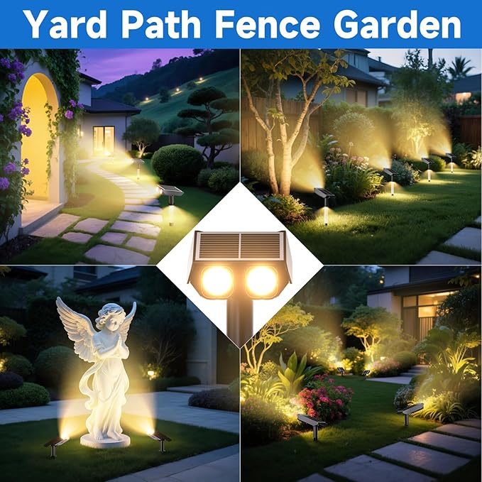 Solar Spot Lights Outdoor Adjustable Beam & PC Light Guide Column, 12 Pack Solar Lights Outdoor Waterproof IP65, 2 | Lumora
