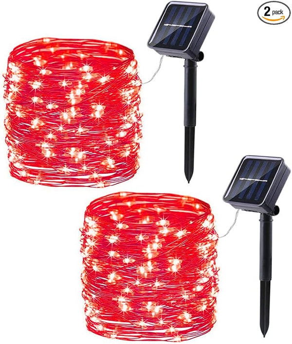 Lomotech Solar String Lights Outdoor - 2 Pack Total 66ft 200LED Solar Fairy Lights Waterproof 8 Modes Twinkle | Lumora
